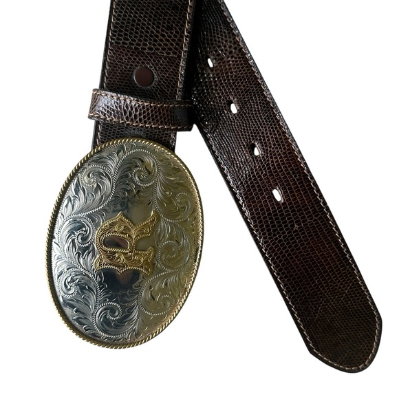 Kenny Rogers Belt Buckle FOR SALE! - PicClick VTG Kenny Rogers Lizard Leather Belt Men 33-37‎ Inch Montana Silversmiths Buckle